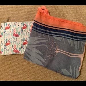 Beautiful flamingo shawl & flamingo wristlet pouch bag